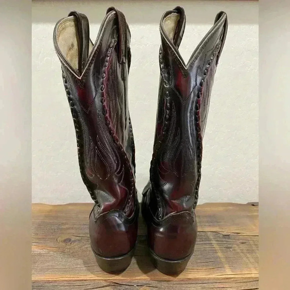 Vintage DAN POST 16669 Burgundy Stitched Western Cowboy Boot Men’s 7D - Picture 4 of 9